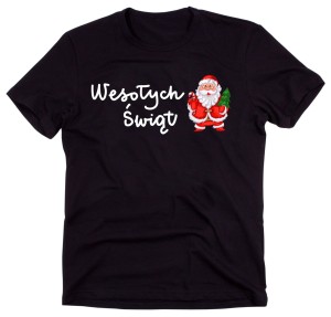 CZARNA KOSZULKA ŚWIĄTECZNA - WESOŁYCH ŚWIĄT.jpg