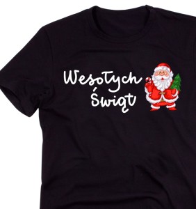 CZARNA KOSZULKA ŚWIĄTECZNA - WESOŁYCH ŚWIĄT NA PREZENT.jpg