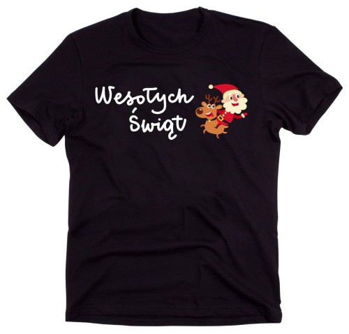 CZARNA KOSZULKA ŚWIĄTECZNA - WESOŁYCH ŚWIĄT.jpg