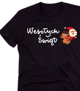 CZARNA KOSZULKA ŚWIĄTECZNA - WESOŁYCH ŚWIĄT NA PREZENT.jpg