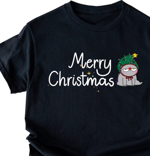 CZARNA KOSZULKA ŚWIĄTECZNA merry christmas na prezenty - 2.jpg