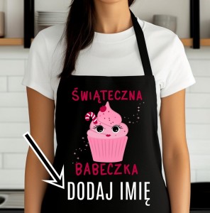 Świąteczny fartuch świąteczna babeczka - dodaj imię