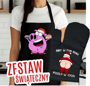 świąteczny zestaw na prezent - fartuch oraz rękawica kuchenna 