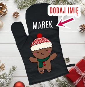 ŚWIĄTECZNA RĘKAWICA KUCHENNA NA PREZENT Z IMIENIEM