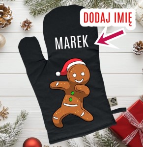 ŚWIĄTECZNA RĘKAWICA KUCHENNA NA PREZENT Z IMIENIEM 