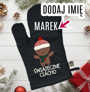 ŚWIĄTECZNA RĘKAWICA KUCHENNA NA PREZENT Z IMIENIEM
