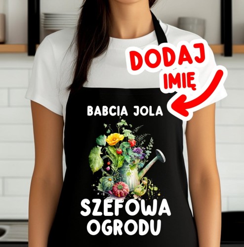 FARTUCH DLA BABCI NA PREZENT - SZEFOWA OGRODU Z WARZYWAMI
