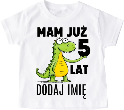 Koszulka na urodziny dla chłopczyka z imieniem mam już 5 LAT