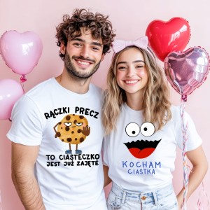 Zestaw koszulek dla pary na walentynki  - rączki precz