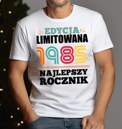 koszulka biała na 40 urodziny edycja limitowana 1985.webp