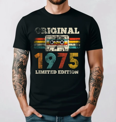 KOSZULKA CZARNA NA 50 URODZINY ORIGINAL 1975.webp