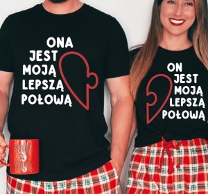 Zestaw dwóch koszulek dla pary LEPSZE POŁÓWKI  - WERSJA 2