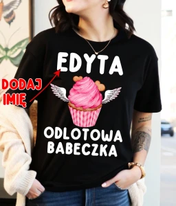koszulka czarna odlotowa babeczka ze skrzydłami.webp