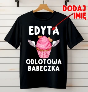koszulka czarna odlotowa babczeka z imieniem.webp
