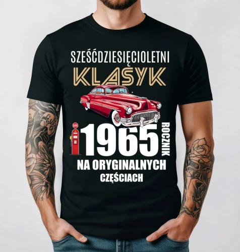 Koszulka NA 60 Urodziny MĘSKA CZARNA PREZENT NA 60 DLA MĘŻCZYZNY