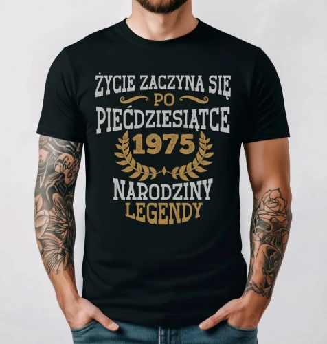 ŻYCIE ZACZYNA SIĘ PO 50 - MĘSKA KOSZULKA NA 50 URODZINY