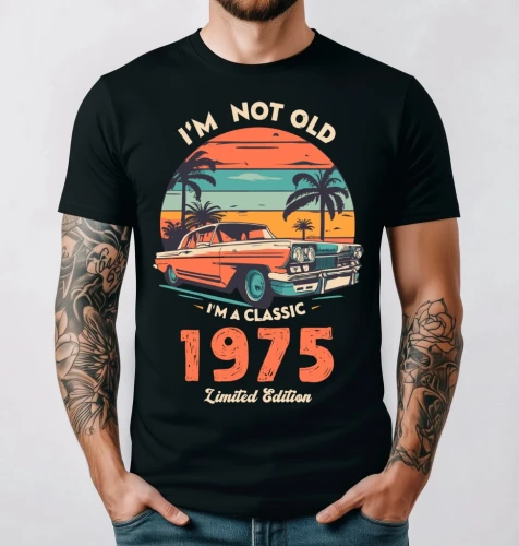 Męska czarna koszulka I' m not old 1975