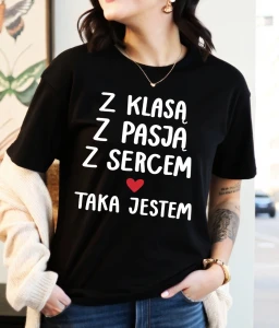 koszulka damska z klasą z pasją z sercem.webp