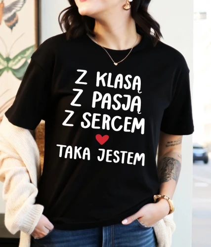 koszulka damska z klasą z pasją z sercem.webp