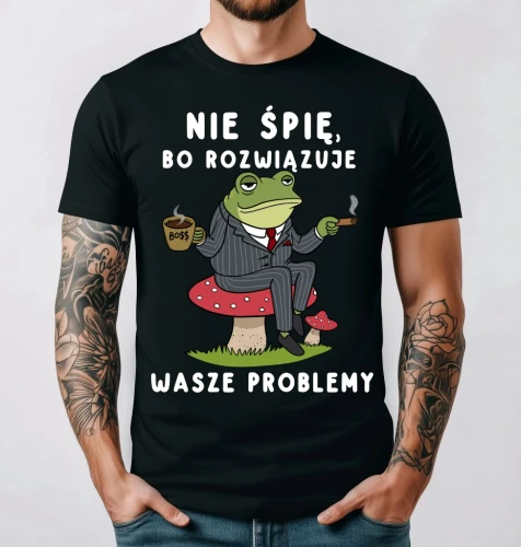 koszulka męska dla szefa nie śpię bo rozwiązuje wasze problemy.webp