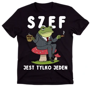 czarna koszulka męska dla szefa szef jest tylko jeden.webp