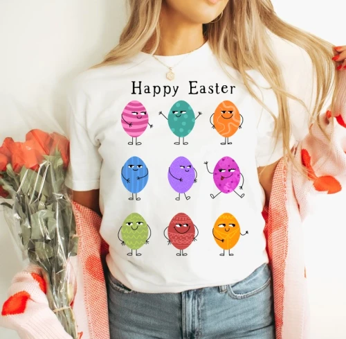 KOSZULKA NA WIELKANOC HAPPY EASTER Z PISANKĄ.webp