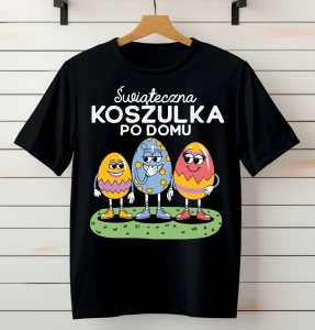 koszulka czarna na wielkanoc świąteczna koszulka po domu.webp