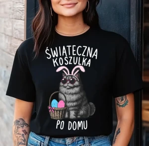 koszulka czarna świąteczna koszulka po domu wielkanocna.webp