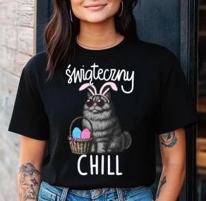 koszulka czarna świąteczny chill.webp