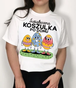 KOSZULKA BIAŁA WIELKANOC ŚWIATECZNA KOSZULKA PO DOMU.webp