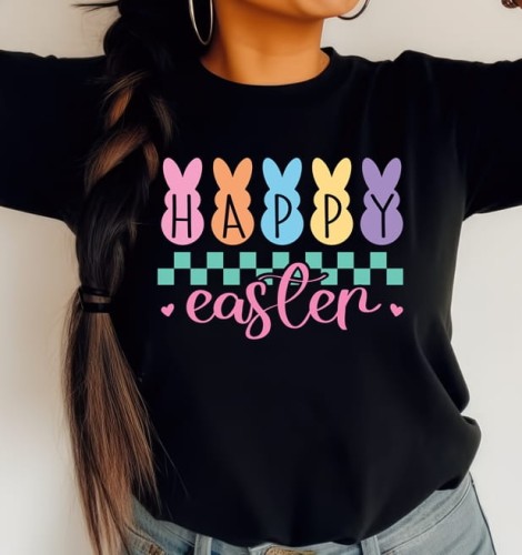 Czarna Damska koszulka Happy Easter