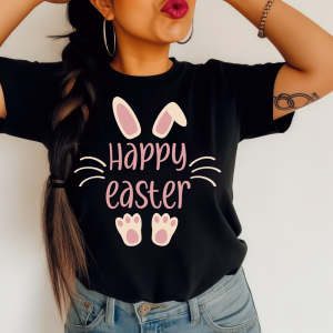 Czarna Damska koszulka Happy Easter