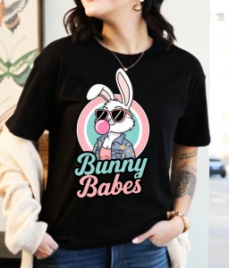 koszulka czarna na wielkanoc bunny babes.webp