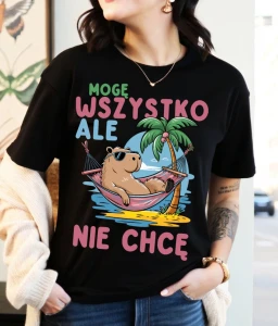 koszulka czarna mogę wsszystko ale nie chcę.webp