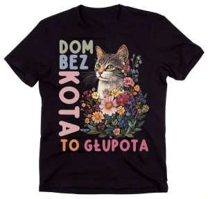 czarna koszulka dom bez kota do głupota.webp