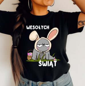 Koszulka na Wielkanoc - wesołych świąt z śmiesznym zajączkiem