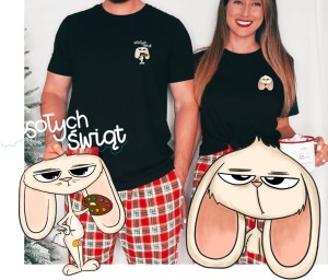 Zestaw dwóch koszulek dla pary z zajączkami 