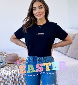 CZARNA Koszulka HAPPY EASTER NA WIELKANOC 