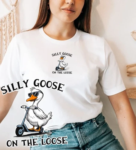 KOSZULKA ZE ŚMIESZNYM NADRUKIEM SILLY GOOSE.webp