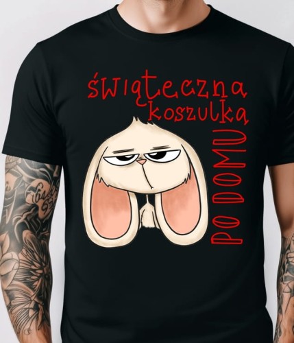 Koszulka na prezent na Wielkanoc - świateczna koszulka po domu z królikiem.jpg