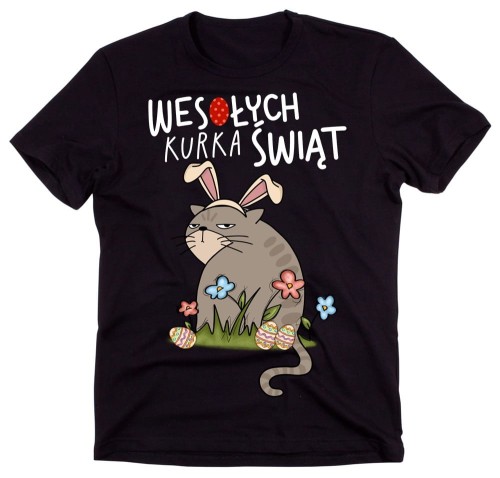 śmieszna koszulka na Wielkanoc z kotem przebranym za królika.jpg