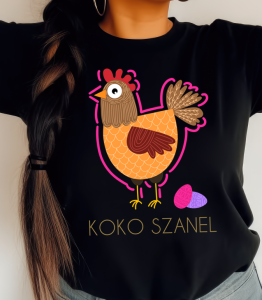 Koszulka damska koko z kurką na Wielkanoc b.png