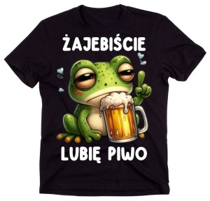 FAJNA CZARNA KOSZULKA DLA PIWOSZA Z PIWEM - ŻAJEBIŚCIE LUBIĘ PIWO 
