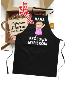 Zestaw prezentów dla mamy - kubek Najlepsza mama na świecie oraz fartuch dla mamy.webp
