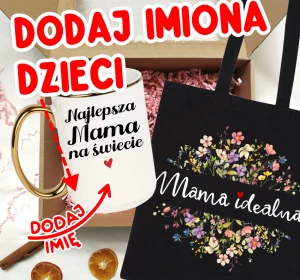 Zestaw prezentowy dla mamy na Dzień Mamy  NAJLEPSZA MAMA NA ŚWIECIE Z IMIONAMI DZIECI  NA KUBKU 
