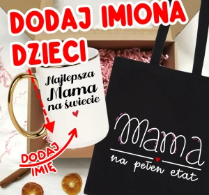 Zestaw prezentowy dla mamy na Dzień Mamy  NAJLEPSZA MAMA NA ŚWIECIE Z IMIONAMI DZIECI  NA KUBKU 