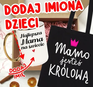 Zestaw prezentowy dla mamy na Dzień Mamy  NAJLEPSZA MAMA NA ŚWIECIE Z IMIONAMI DZIECI  NA KUBKU