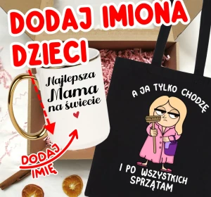 Zestaw prezentowy dla mamy na Dzień Mamy  NAJLEPSZA MAMA NA ŚWIECIE Z IMIONAMI DZIECI  NA KUBKU dla mamy blondynki 