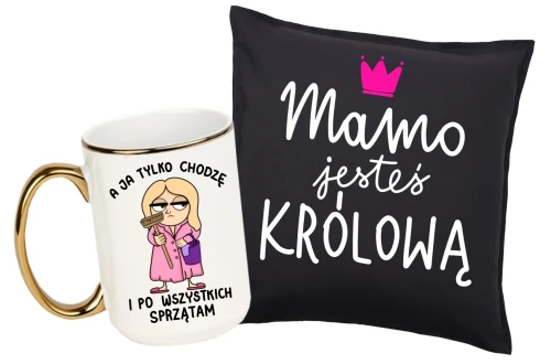 Zestaw prezentów dla mamy - poduszka oraz kubek.webp