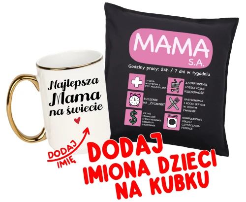 Zestaw prezentów dla mamy - poduszka oraz kubek.webp
